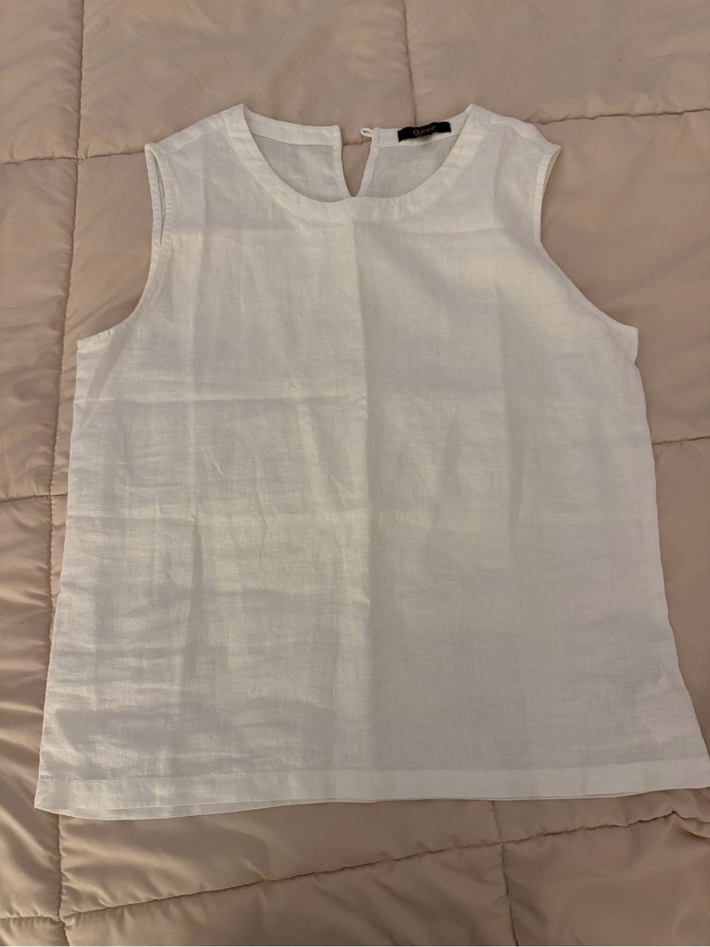 Quince White Linen-Blend Sleeveless Tank